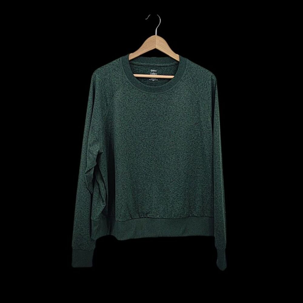 Quince Women Flowknit Pullover Crew Heather Green XL